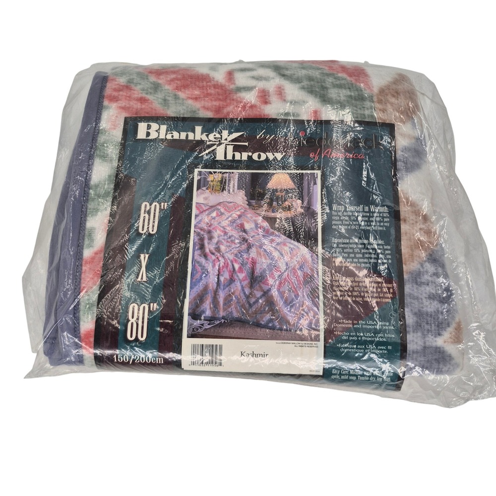 Biederlack of America Blanket Throw Kashmir Deborah Mallow 60" x 90" VTG NOS